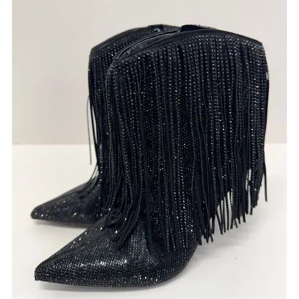 INC Boots Size 5.5 Black Western Ankle‎ Booties Pointed Toe Evening Shoes NEW - Image 4