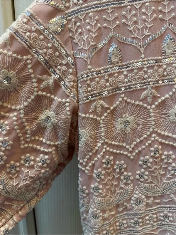Long Sleeve Embroidered Pink Tunic Dress - Image 3
