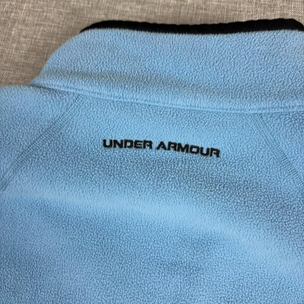 Under Armour Sweatshirt Womens Small Blue Black 1/4 Zip Fleece Pullover Pockets - Image 7