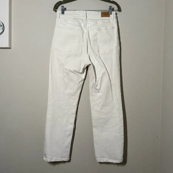 Abercrombie & Fitch 100% Cotton White Mom Jeans - Image 3