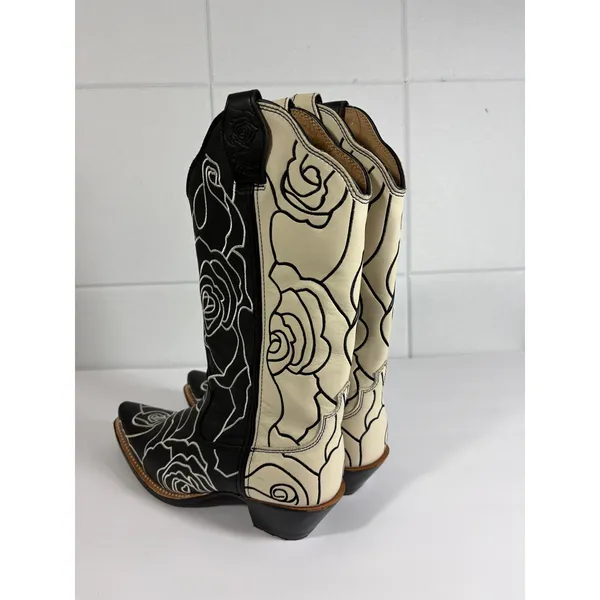 Olivia Bennett Twisted X Women Black Cream Rose Floral Western Boots WSO0026 8 B - Image 8