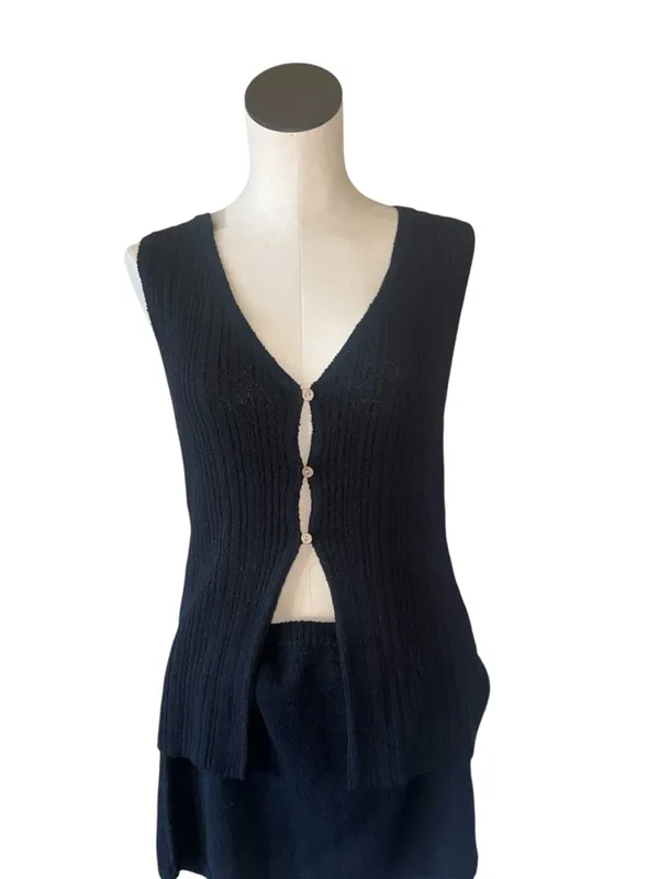 NWOT FREE PEOPLE Rhea Sweater 2 PCS Set -black Top Skirt Small - Image 9