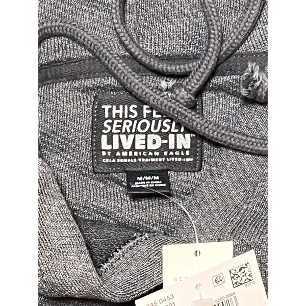 American Eagle Outfitters Seriously Lived In Gray Pullover Hoodie Sweatshirt Med - Image 5