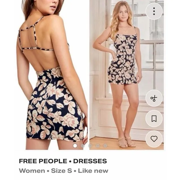 Free People navy floral mini size medium NWT - Image 2