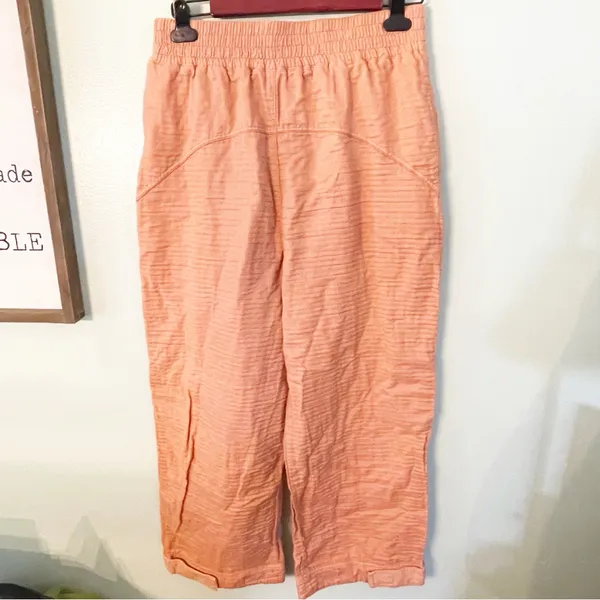 Free People Movement Size Small Peach Gauze Elastic Waist‎ Wide Leg Pants - Image 5