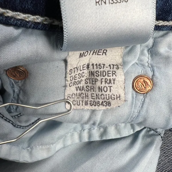 MOTHER Insider Crop Step Fray Jeans Not Rough Enough Wash Stretch Denim Size 25 - Image 10