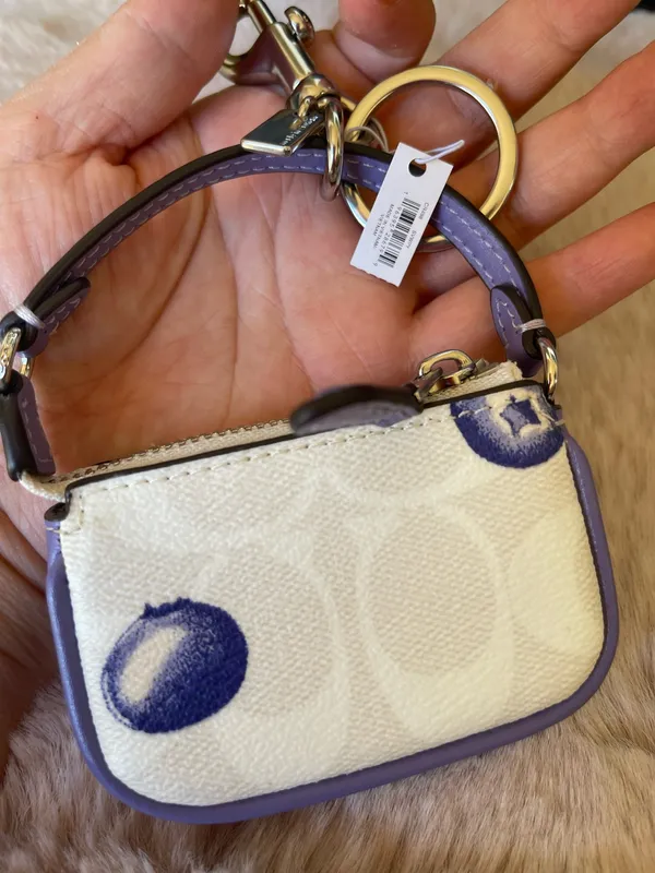 NWT Coach Mini Nolita Bag Charm In Signature Canvas With Blueberry Print CR498 - Image 2