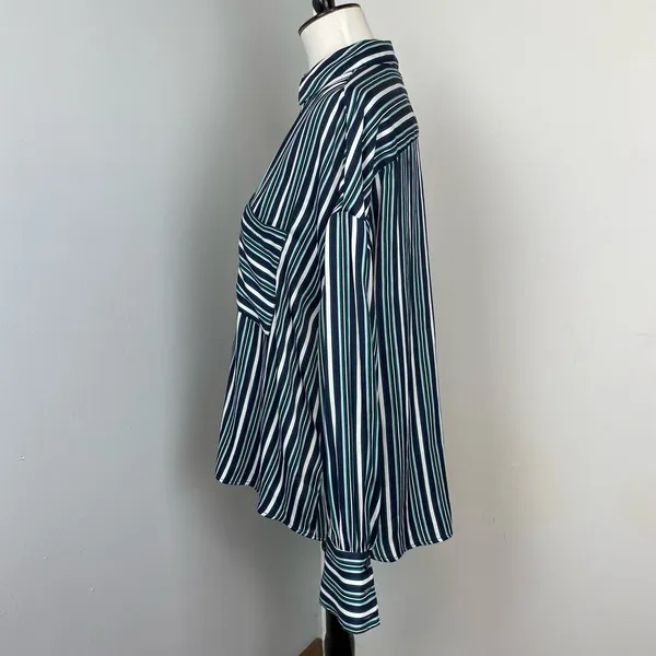 Free People Mad About You Striped Satin Button Down Shirt Small - Image 8
