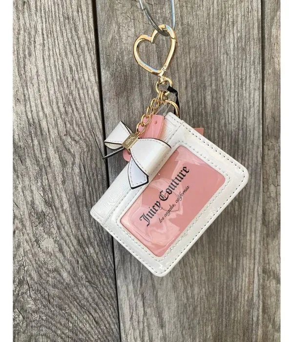 Juicy Couture ID Wallet Keychain | White Bow Heart Clip NWT - Image 2