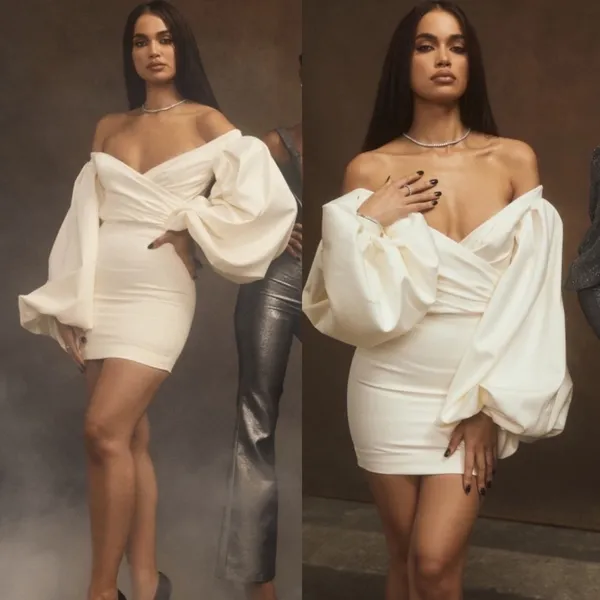 HOUSE OF CB Carlyn Ivory Satin Balloon Sleeve‎ Mini Dress XS NWOT - Image 14