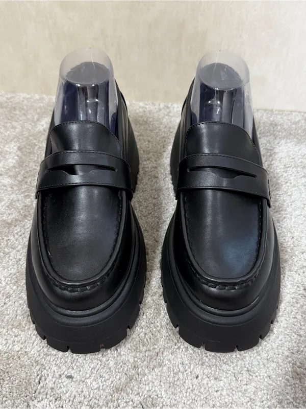 ASOS Design Women’s Wide Fit Maestro Chunky Loafers Shoes Academia in Balck 9W - Image 5