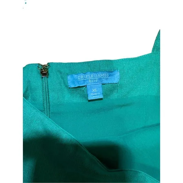Draper James RSVP Squareneck Puff Sleeve Dress‎ linen blend sz XL bright teal - Image 4