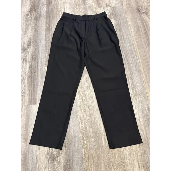 Lulus Black Pleated High Waisted Straight Leg Trousers Pants Size Medium NEW - Image 2