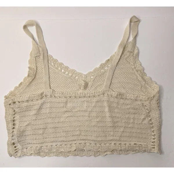 No Boundaries Sweater‎ Tank Top Cropped Women Size XL Cream Boho Indie Peasant - Image 9