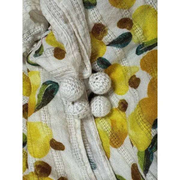 Farm Rio Pear Crochet Pom Pom Beach Cover Up Kaftan Summer Oversized Size S - Image 10