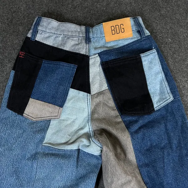 BDG High-Rise Baggy Patchwork Jeans Multi-Color Embroidered Denim Size 27 Boho - Image 11