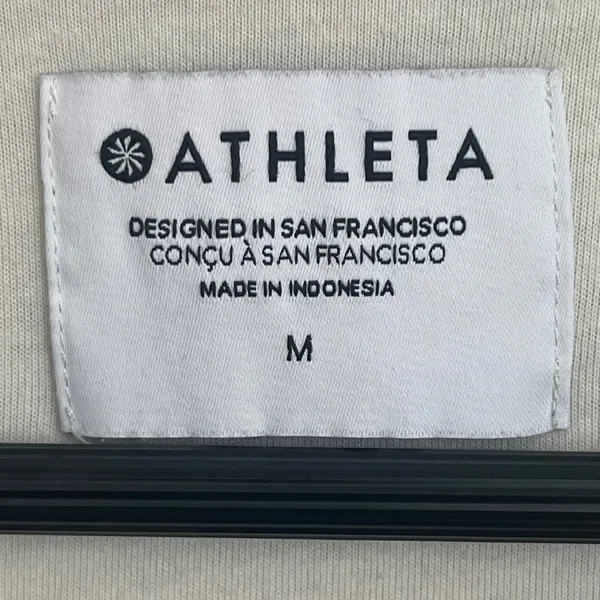 Athleta Tugga Coat Womens Medium Cream Sherpa‎ Fleece Full Zip Jacket Long - Image 4