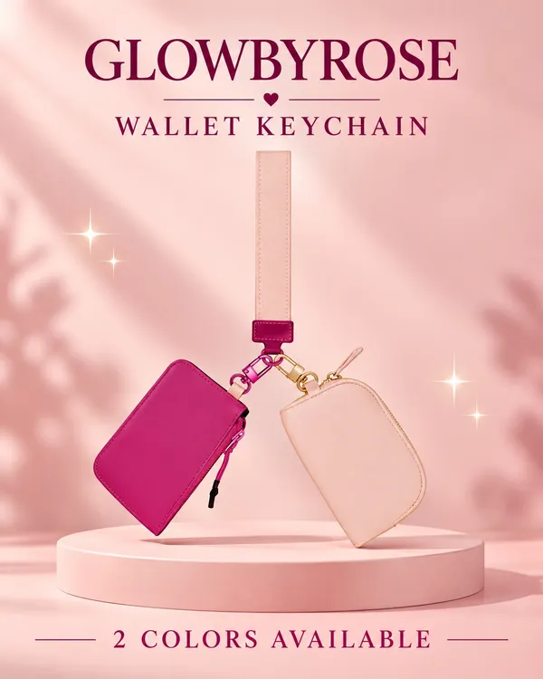 GlowByRose Pink Wallet Keychain Set – Fuchsia & Blush Pink - Image 2