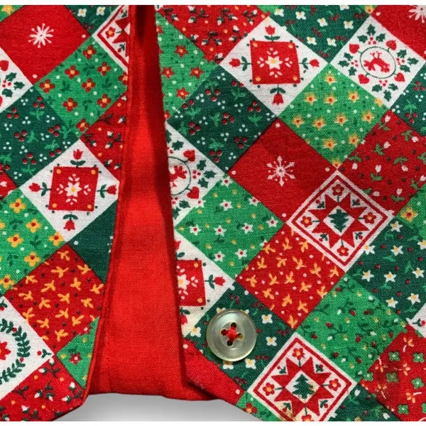 Vintage Christmas Patchwork Vest Handmade Red Green Quilt Holiday Cottagecore - Image 7