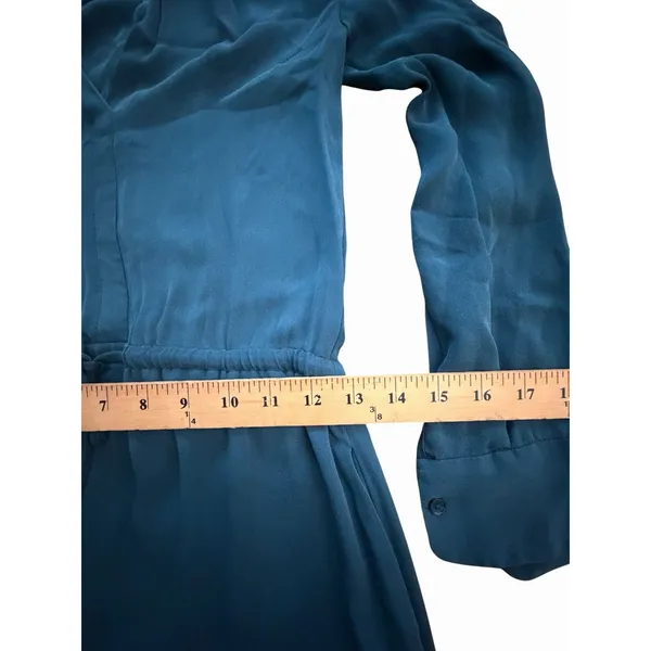 BABATON x ARITZIA Bennett 100% Silk Georgette Shirt Dress Teal XXS #GG2-4 - Image 6