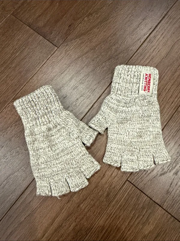 Newberry Knitting Wool Blend Fingerless Gloves - Oatmeal - C54-131 - Image 2