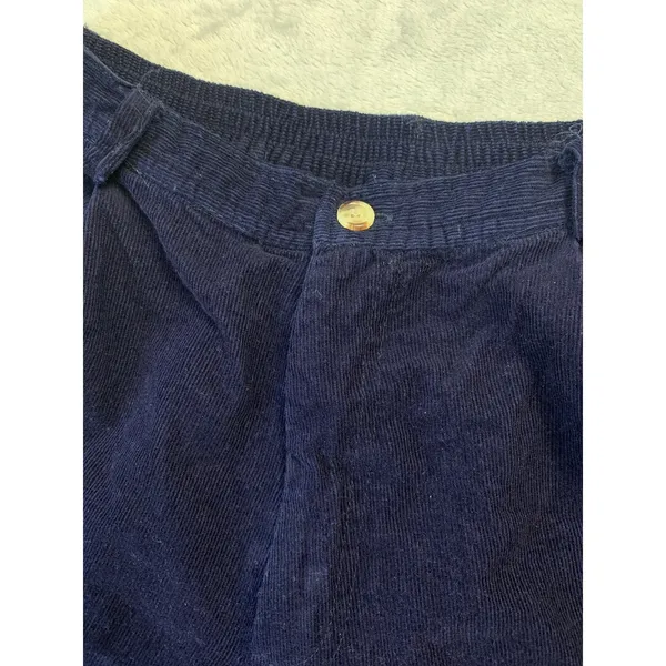 Vintage Women Medium Shorts Mom‎ Casey Max High Rise Pleated Blue Corduroy - Image 8