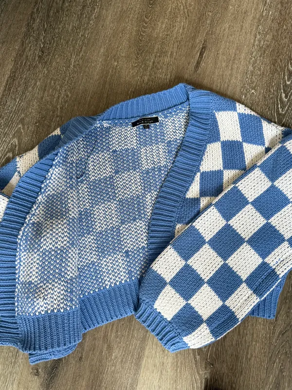 Blue Blush Checkered Sweater - Image 2