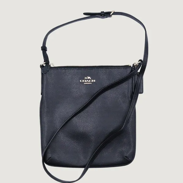 Coach Crossbody Bag Womens Small Black Crossgrain Leather Gold Hardware Zip Top - Image 2