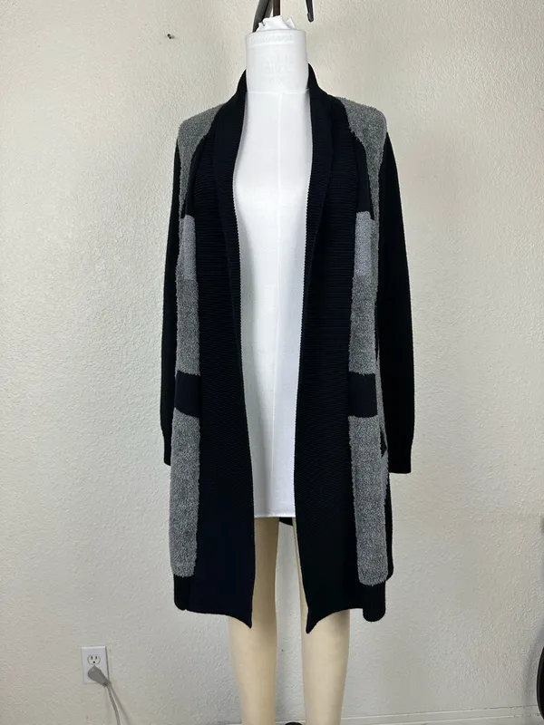 Laura Ashley Women’s Open Lon Cardigan Sweater Sz S Black / - Image 7