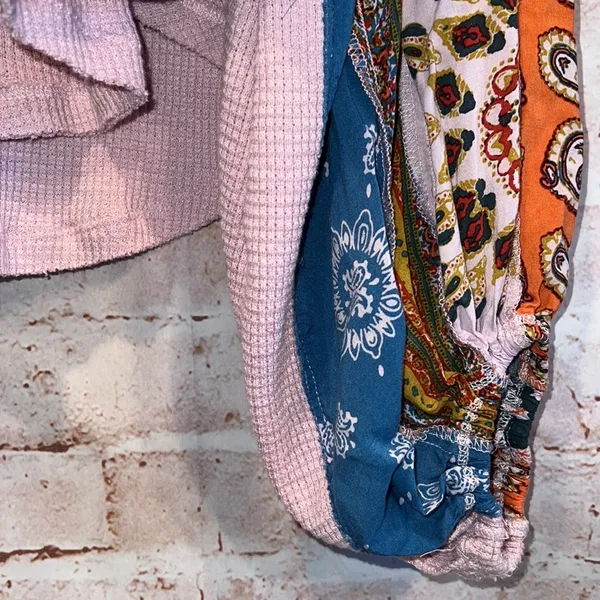 We The Free Free people blossom print Dolan balloon sleeve top mixed paisley thermal top - Image 5