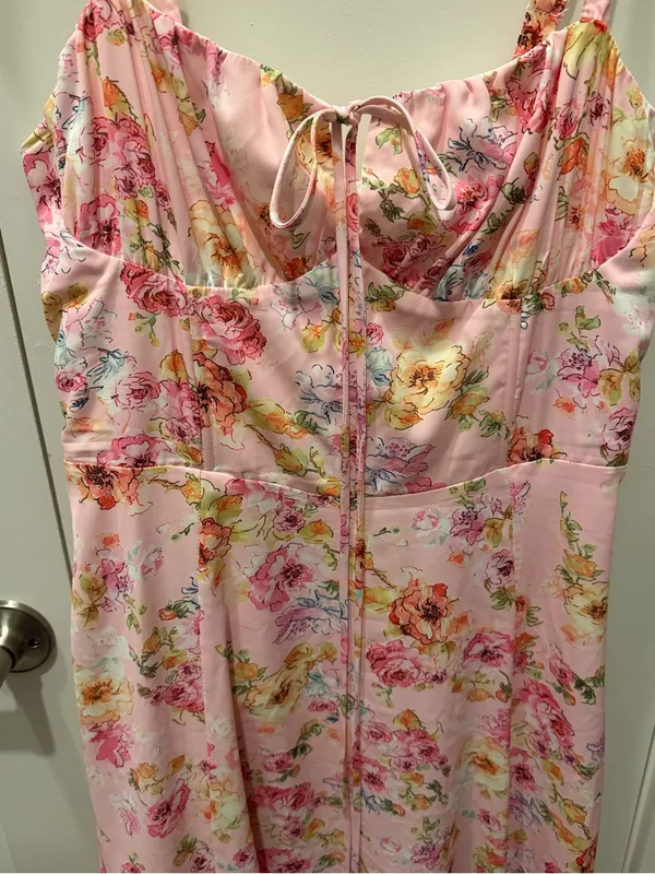 🌷 Pink Floral Cottagecore Midi Dress - Image 4