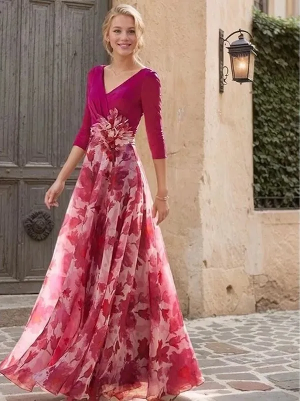 NWT Womens Size 4 LT LanTing Bride Fuchsia Pink Floral Applique Maxi Dress NEW - Image 2