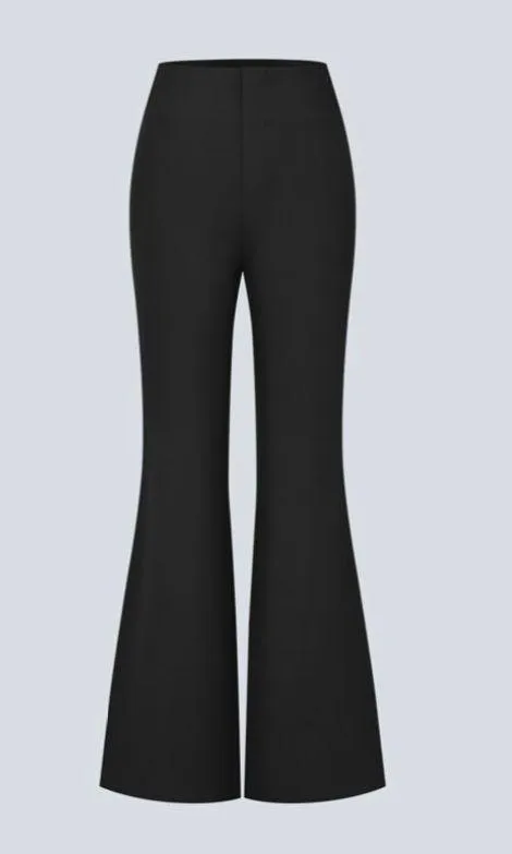 Flex High Waisted Back Side Pocket Slight Flare Work Pants - Image 2