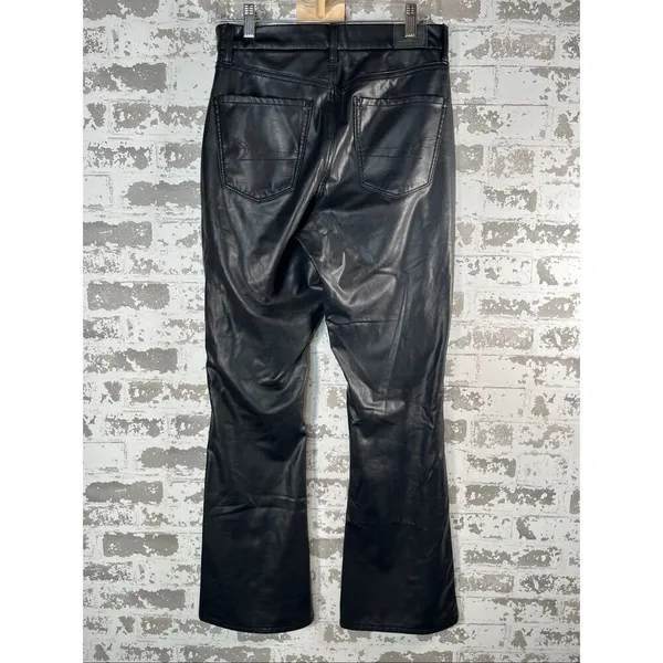 American Eagle | women black faux leather curvy super high-rise kick boot - Image 7