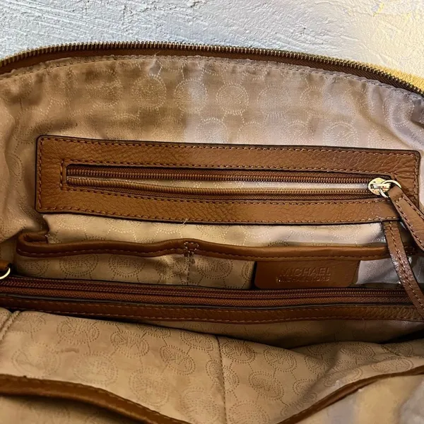 Michael Kors all leather purse with crossbody strap- brown. - Image 9