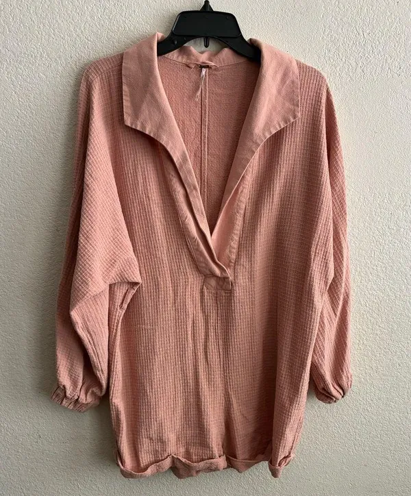 Free People Blush Oversized Cotton Romper XS - Image 4