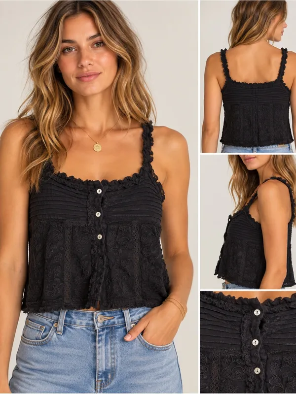 ZARA Cropped Button Camisole - Image 2