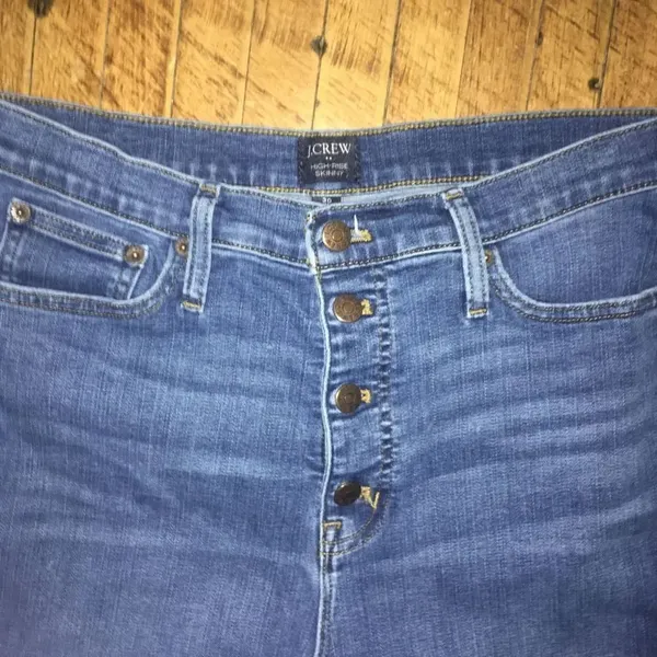 J Crew dark wash button fly 11” rise skinny jeans - Image 3