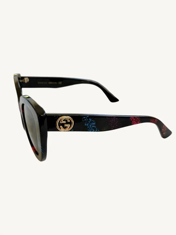 Gucci GG0327S Rainbow Glitter Sunglasses Black Cat Eye New Full Set Box - Image 7
