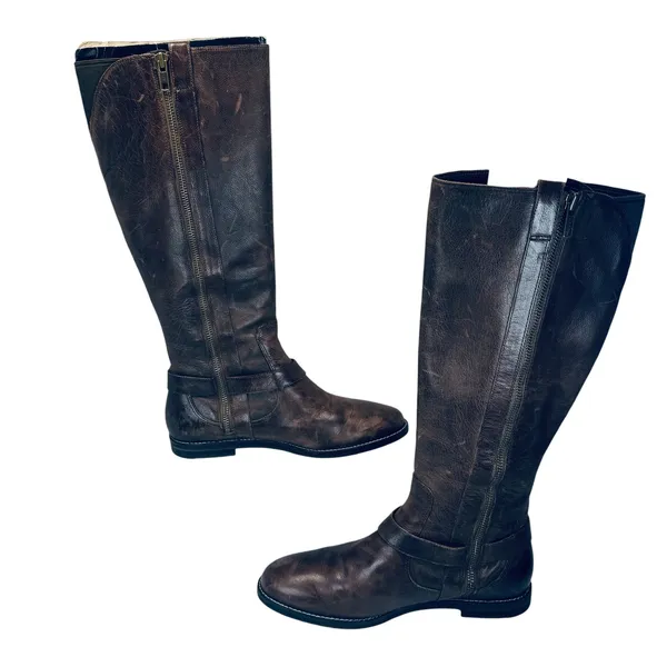 Cole‎ Haan Nike Air Riding Boots Women's 7.5B Brown Leather Equestrian Chic - Image 2