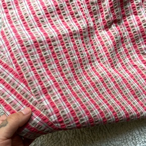 Vintage pink and brown plaid Highwaisted pull on pants - Image 6
