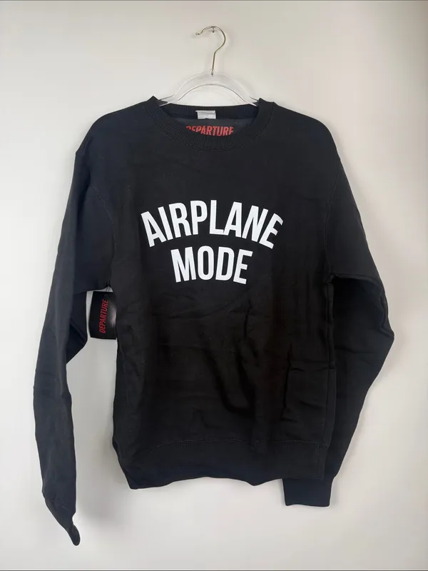 Departure Airplane Mode Crewneck Sweatshirt in Black & White Size Small NWT - Image 3