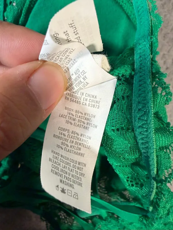 Aerie Emerald Green Floral Lace Longline Wireless Strappy Back Bralette Size XS - Image 4