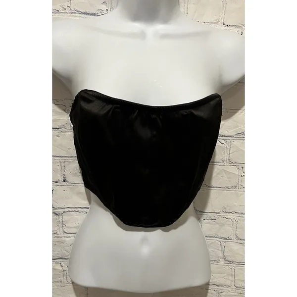 Garage black satin corset zip up back size small - Image 2