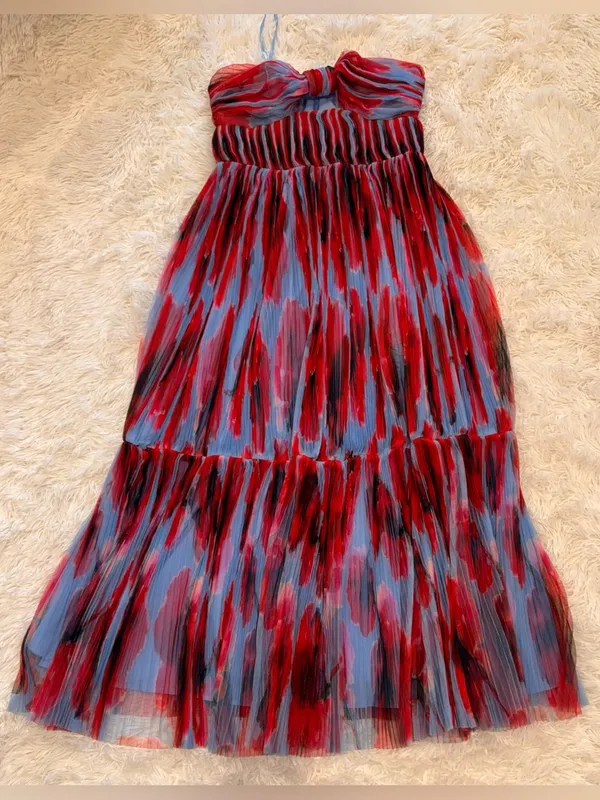 NEW HUTCH Bow Front Strapless Maxi Peri/ Red Dress Sz 10 - Image 5