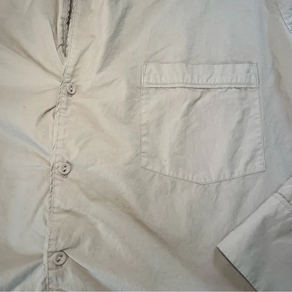 Skims Poplin Sleep Button Up Top Unisex Size Large Gray‎ Long Sleeve Loungewear - Image 2