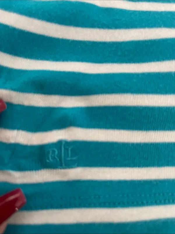 Lauren Ralph Lauren Teal blue & White Striped Short Sleeve Tee - Image 5