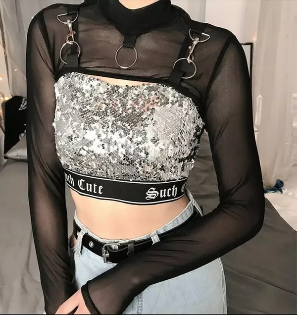Punk Gothic Bondage O Ring Mesh Sleeves New - Image 6
