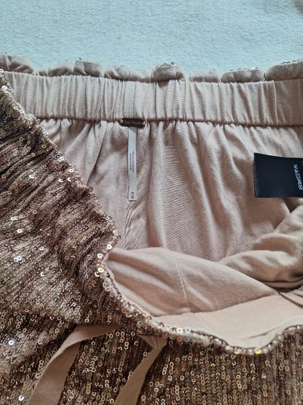 NWT Free People Morelia Sequin Joggers Pants M Rose Gold Bronze Holiday Party - Image 6