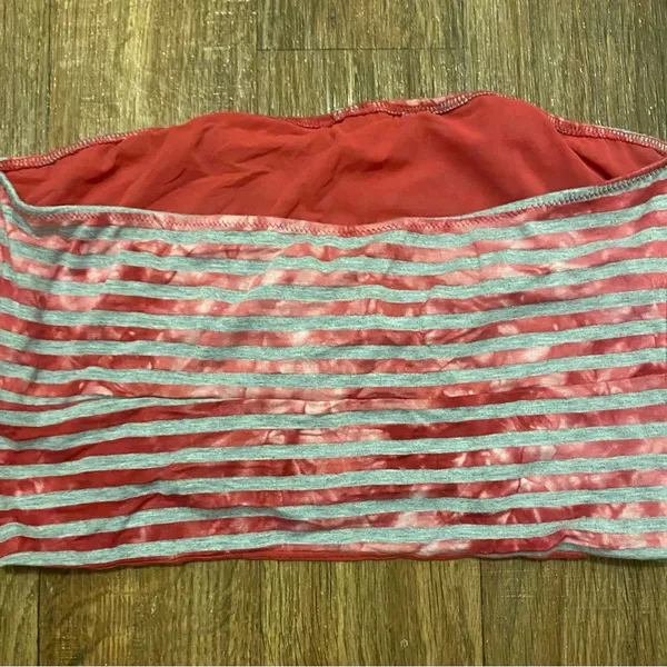 Intimately Free People Strapless Bandau Top L Large Pink & Gray Striped Stripes - Image 3
